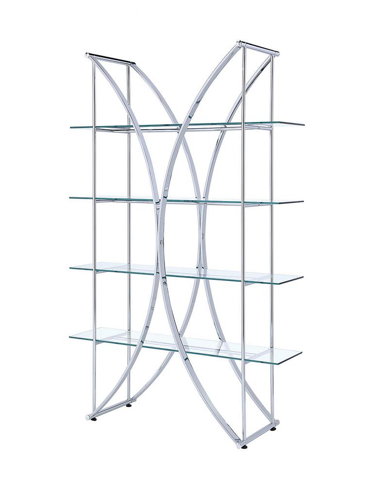 G910050 - 4-Tier Bookcase - Chrome And Clear - ReeceFurniture.com