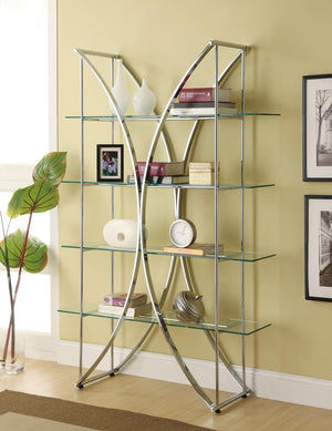 G910050 - 4-Tier Bookcase - Chrome And Clear - ReeceFurniture.com