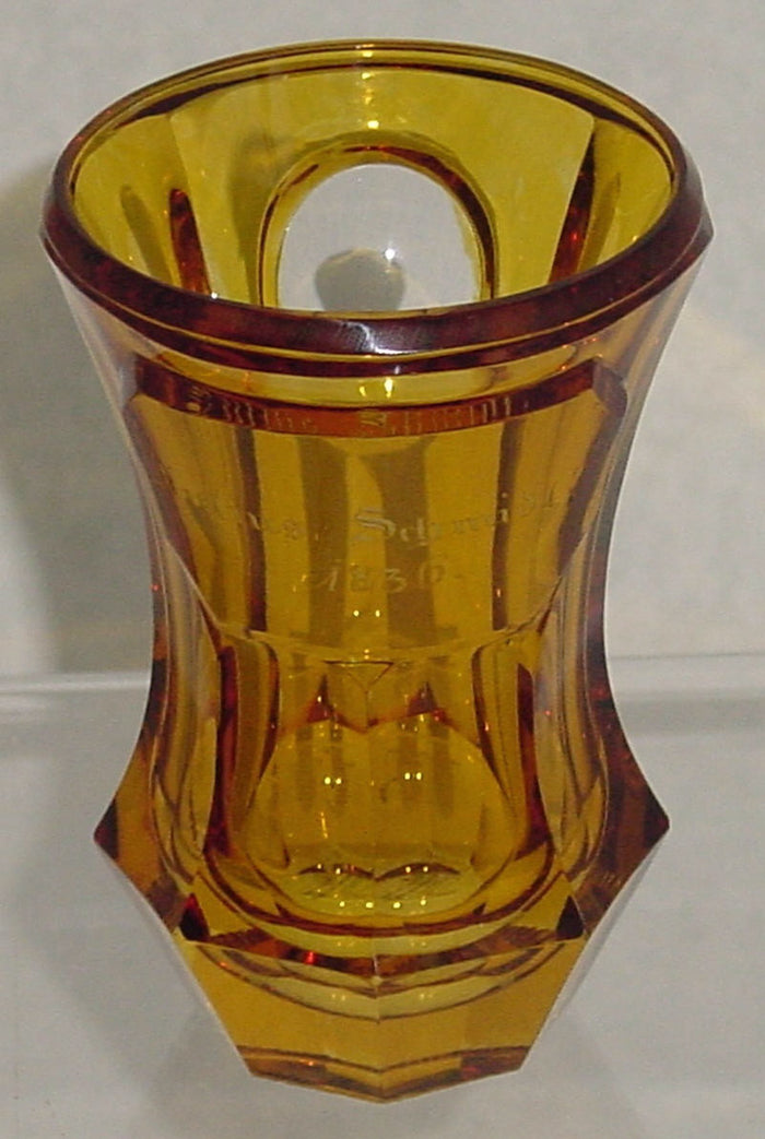 910119 Amber Over Crystal Glass W/Different Kinds of Cuts, Julius Schmidt 1836
