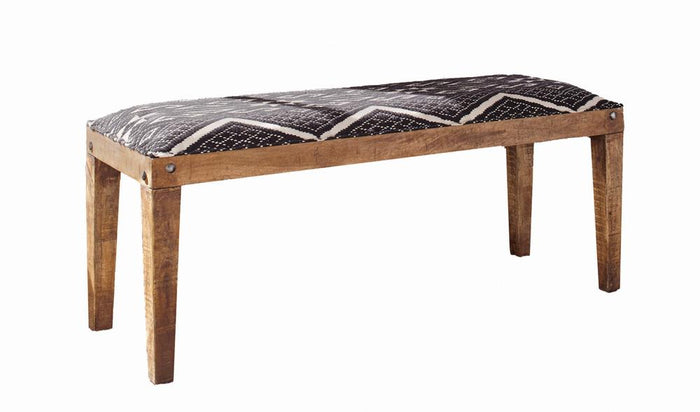 G910177 - Serene Rectangular Upholstered Bench - Natural And Navy