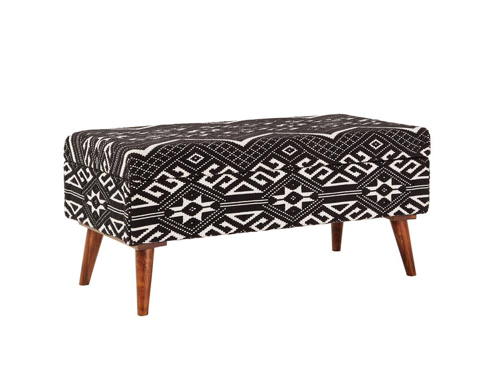 G918490 - Upholstered Storage Bench - Black And White - ReeceFurniture.com