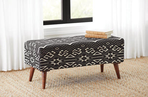 G918490 - Upholstered Storage Bench - Black And White - ReeceFurniture.com