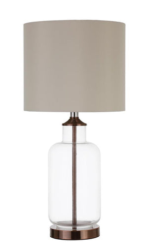 G920015 - Drum Shade Table Lamp - Creamy Beige And Clear - ReeceFurniture.com