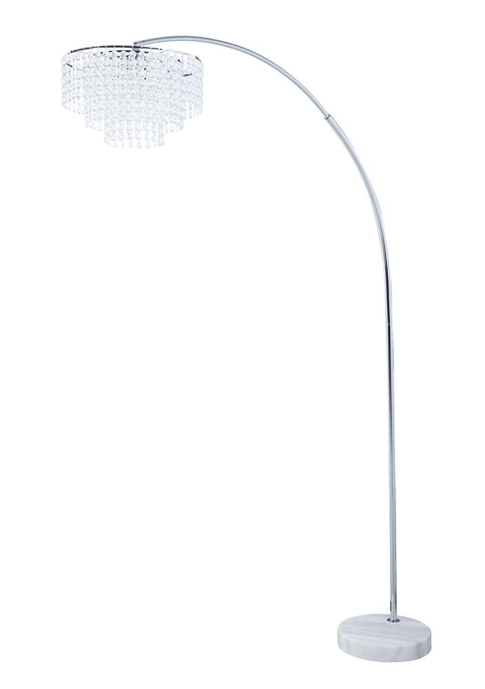 G920065 - Marble Base Floor Lamp - Chrome And Crystal - ReeceFurniture.com