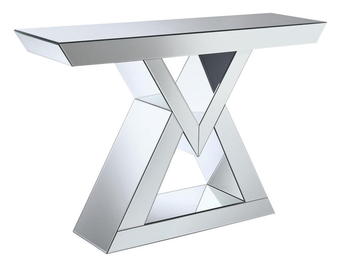 G930009 - Console Table With Triangle Base - Clear Mirror