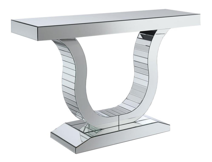 G930009 - Console Table With U-Shaped Base - Clear Mirror