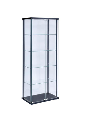 G950170 - 4 or 5-Shelf Glass Curio Cabinet - Black And Clear - ReeceFurniture.com