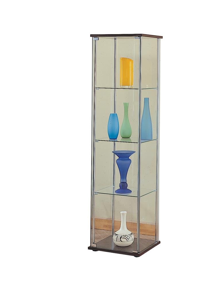 G950172 - Rectangular 4-Shelf Curio Cabinet - Cappuccino And Clear - ReeceFurniture.com