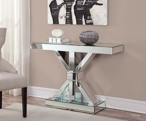 G950191 - Reventlow X-Shaped Base Console Table - Clear Mirror - ReeceFurniture.com