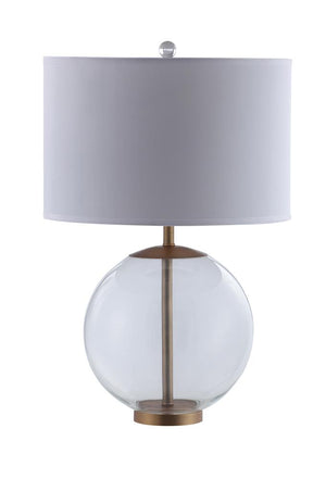 G961227 - Drum Shade Table Lamp With Glass Base - White - ReeceFurniture.com