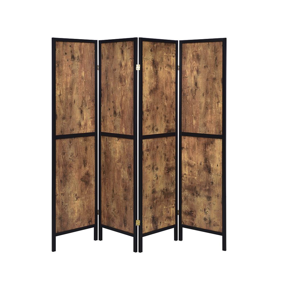 G961412 - 4-Panel Folding Screen - Antique Nutmeg And Black, Tobacco And Cappuccino or Grey Driftwood - ReeceFurniture.com