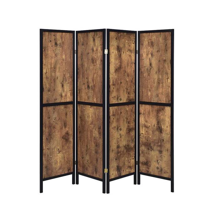 G961412 - 4-Panel Folding Screen - Antique Nutmeg And Black, Tobacco And Cappuccino or Grey Driftwood