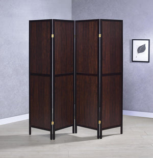 G961412 - 4-Panel Folding Screen - Antique Nutmeg And Black, Tobacco And Cappuccino or Grey Driftwood - ReeceFurniture.com