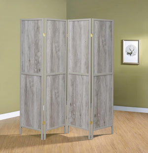 G961412 - 4-Panel Folding Screen - Antique Nutmeg And Black, Tobacco And Cappuccino or Grey Driftwood - ReeceFurniture.com