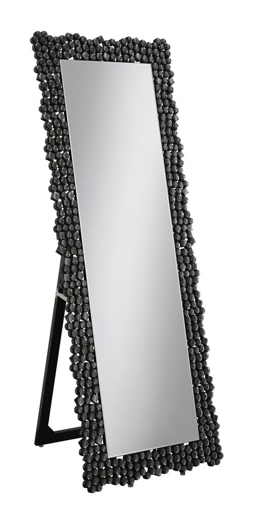 G961422 - Textural Frame Cheval Floor Mirror - Silver And Smoky Grey - ReeceFurniture.com