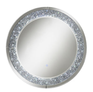 G961428 - Round Wall Mirror With LED Lighting - Silver - ReeceFurniture.com
