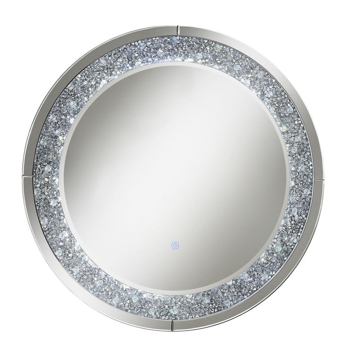 G961428 - Round Wall Mirror With LED Lighting - Silver