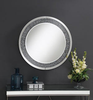 G961428 - Round Wall Mirror With LED Lighting - Silver - ReeceFurniture.com