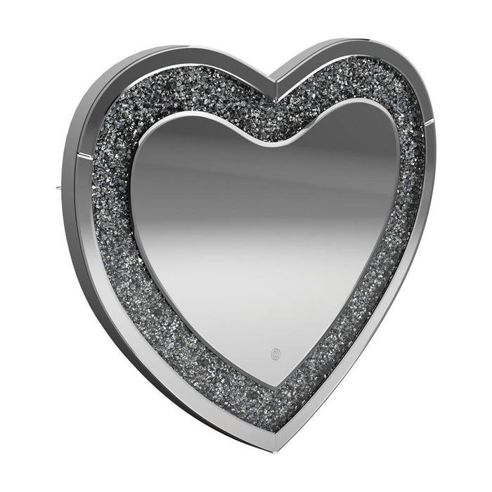 G961535 - Heart Shape Wall Mirror - Silver