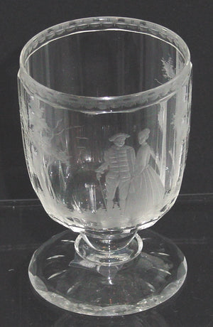 999243 Crystal W/On Stem W/14 Cut Flat Sides & Engraved Man & Woman, Bohemian Glassware, Antique, - ReeceFurniture.com - Free Local Pick Ups: Frankenmuth, MI, Indianapolis, IN, Chicago Ridge, IL, and Detroit, MI