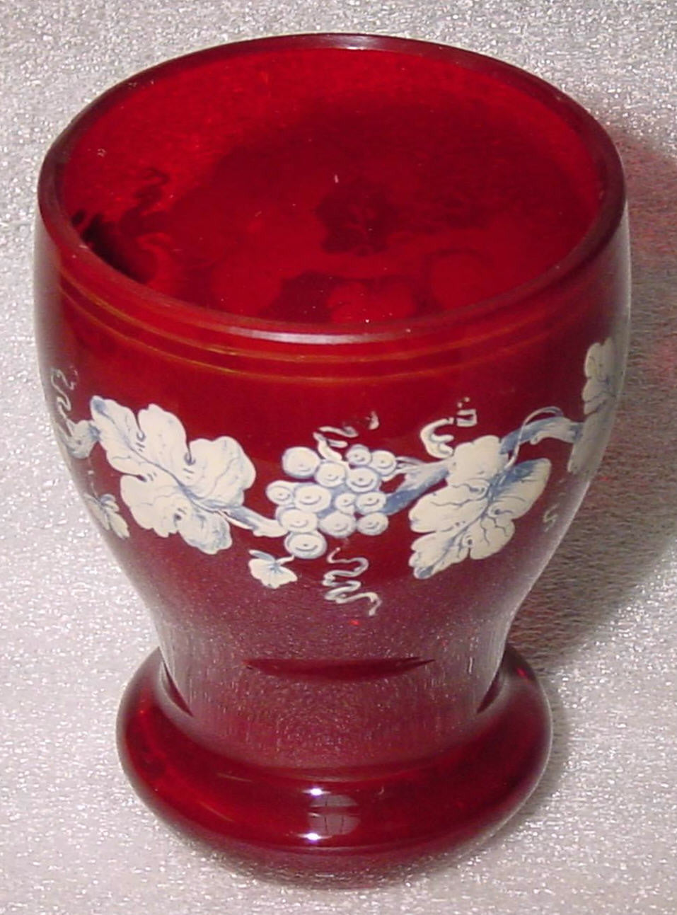 999326 Ruby Friendship Cup With White Painted Grapes & Leaves, Bohemian Glassware, Antique, - ReeceFurniture.com - Free Local Pick Ups: Frankenmuth, MI, Indianapolis, IN, Chicago Ridge, IL, and Detroit, MI