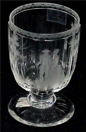 999368 Short Goblet W/14 Cut Flat Sides & Engraved Man, Woman Trees, Bohemian Glassware, Antique, - ReeceFurniture.com - Free Local Pick Ups: Frankenmuth, MI, Indianapolis, IN, Chicago Ridge, IL, and Detroit, MI