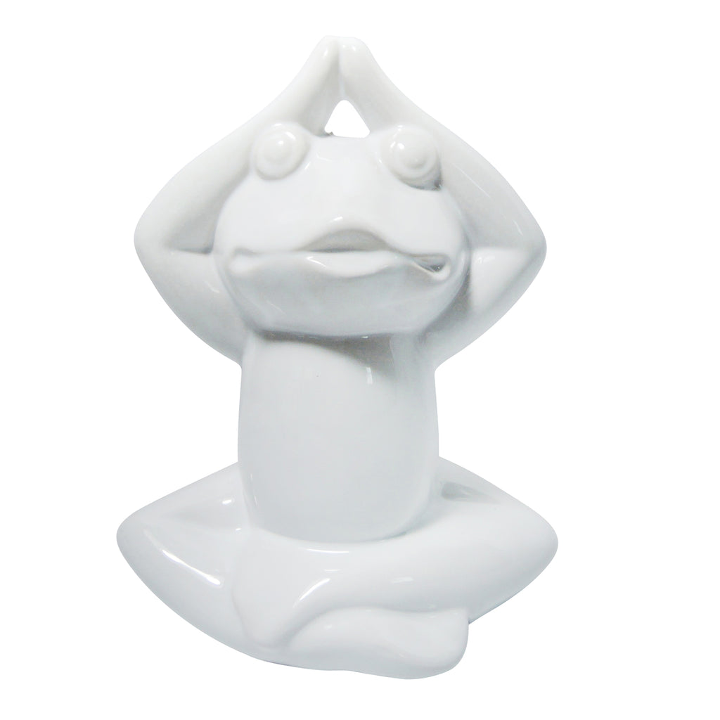White Yoga Frog, Namaste - ReeceFurniture.com