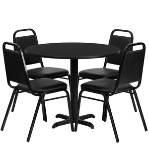 REST-36RND-4TRAPXBAS Restaurant Furniture Table & Chair Sets - ReeceFurniture.com