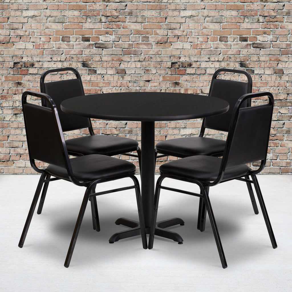 REST-36RND-4TRAPXBAS Restaurant Furniture Table & Chair Sets - ReeceFurniture.com