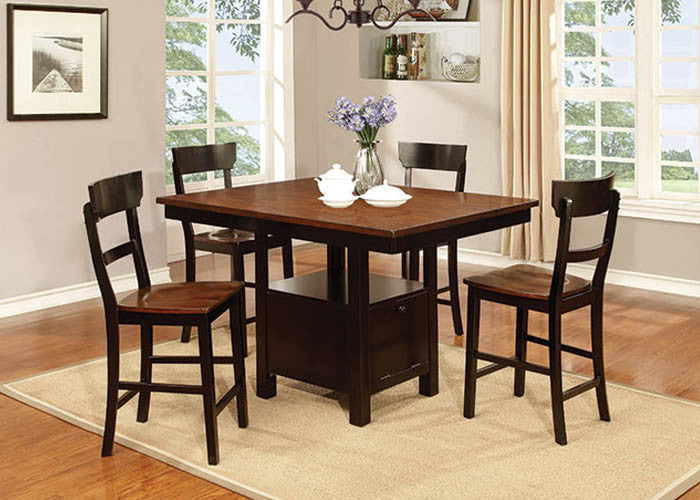 CDC393 Black And Cherry Pub Table With 4 Pub Chairs, Pub Dining, American Imports, - ReeceFurniture.com - Free Local Pick Ups: Frankenmuth, MI, Indianapolis, IN, Chicago Ridge, IL, and Detroit, MI