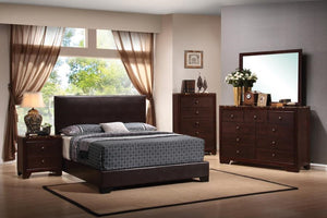 G300261 - Conner Bedroom Set - Deep Brown Leatherette Bed - ReeceFurniture.com