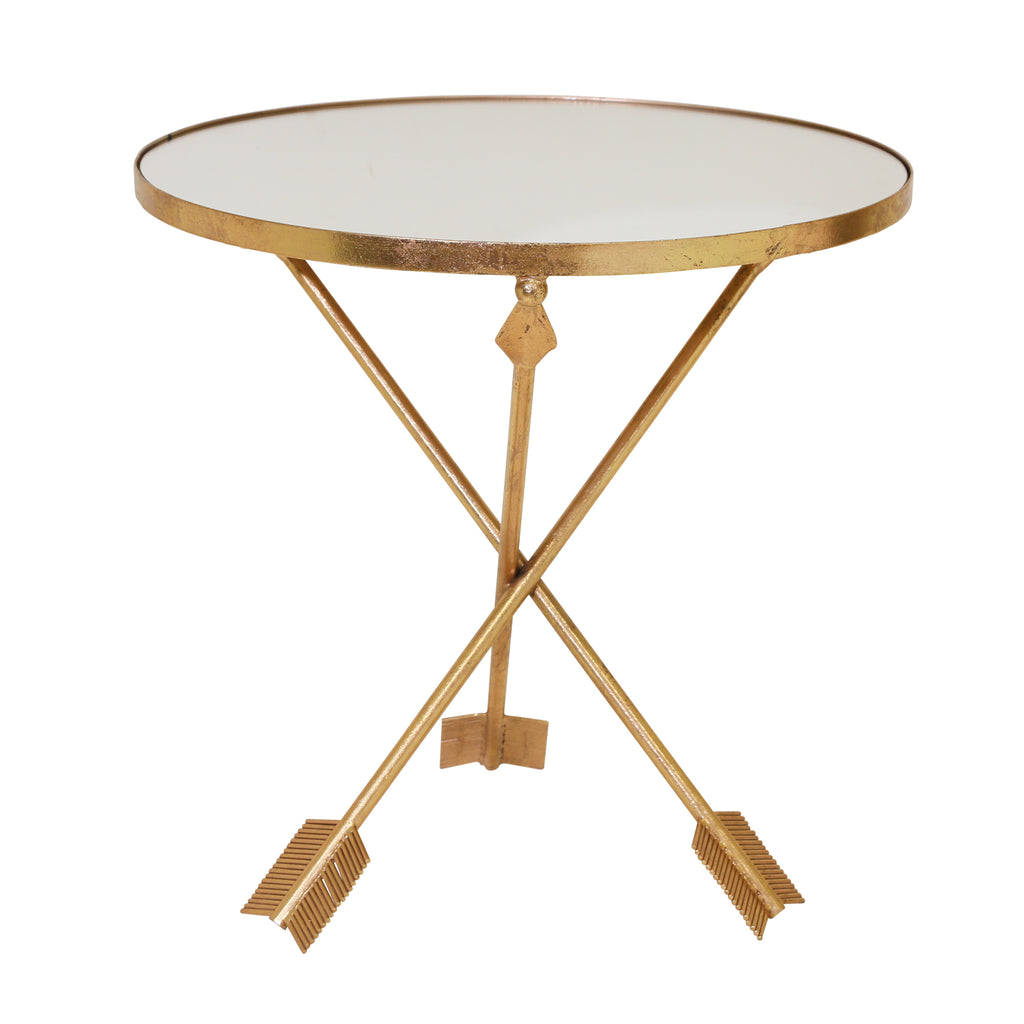 Gold Arrow Accent Table, Mirror Top - ReeceFurniture.com