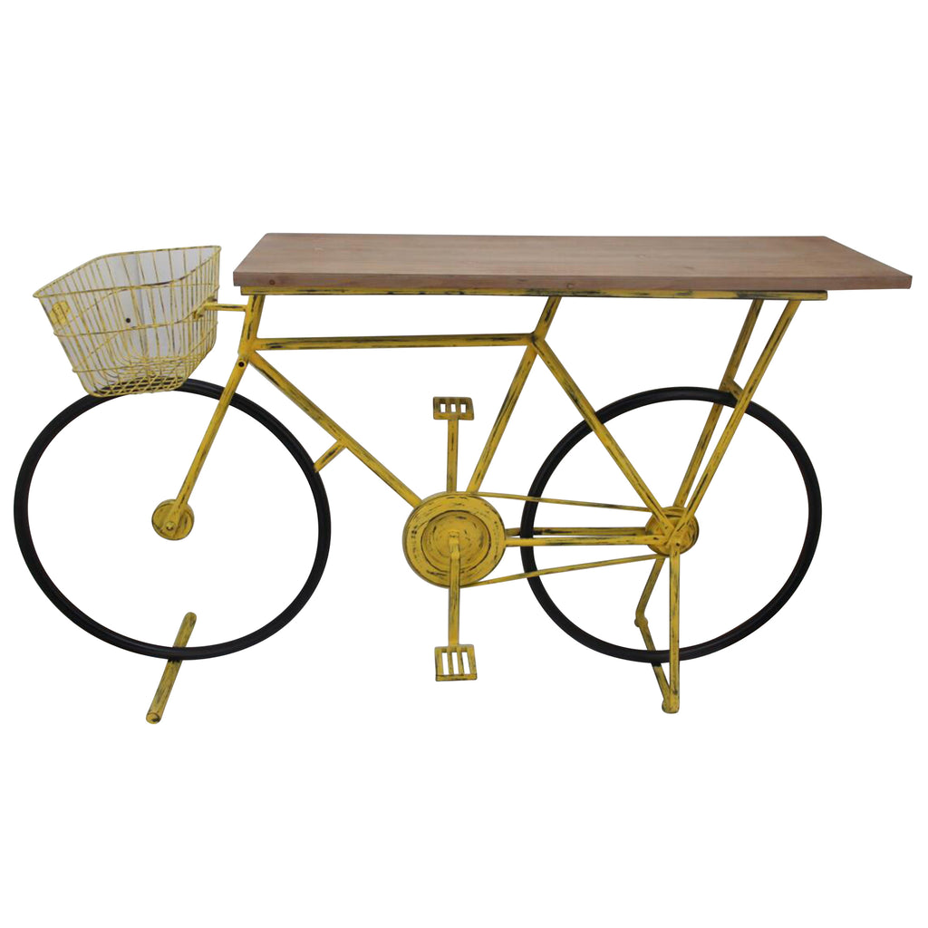 Bicycle Console Table,Yellow - ReeceFurniture.com