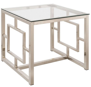 G703738 - Satin Nickel Occasional Table - Nickel And Clear - ReeceFurniture.com