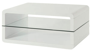 G703268 - Two-Shelf Occasional Table With Curved Corners - Glossy White And Clear - ReeceFurniture.com