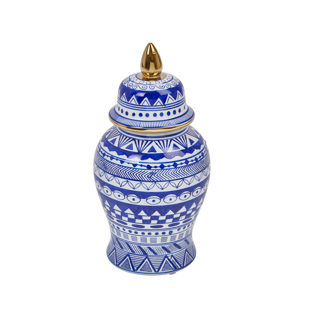 White/Blue Temple Jar - ReeceFurniture.com