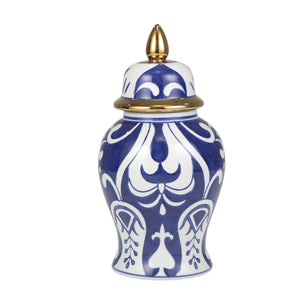 White/Blue Temple Jar, Bold - ReeceFurniture.com