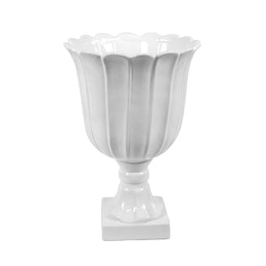 White Footed Urn Vase 13.75" - ReeceFurniture.com
