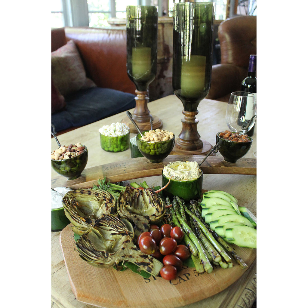 BOWL019 - Green Glass Wine Bottom Bowls (Set of 3) - ReeceFurniture.com