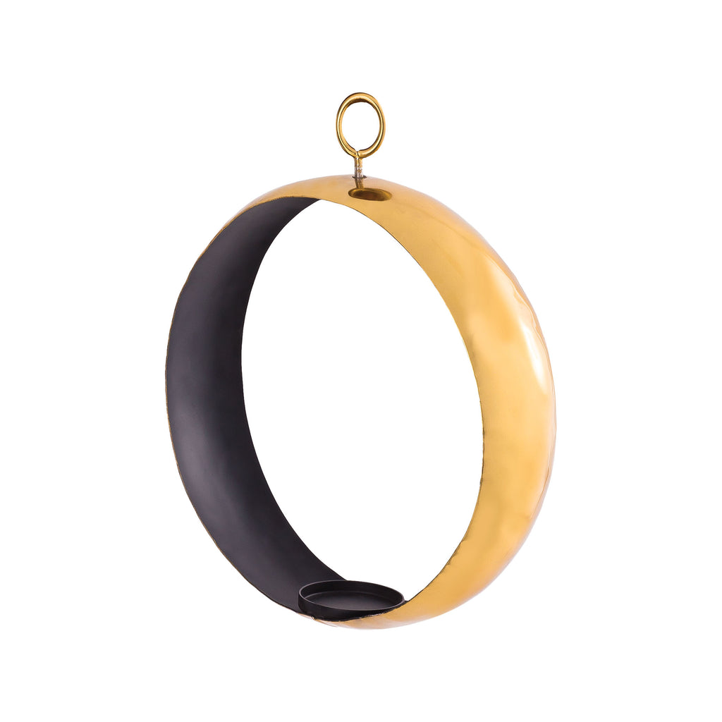 CSTND004 - Iron Ring Pillar Holder with TPR Gold Coating - ReeceFurniture.com