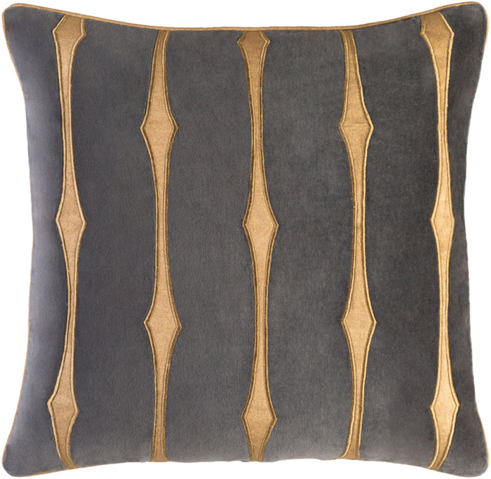 Graphic Stripe Pillow Cover - Charcoal, Tan, Wheat - GS004