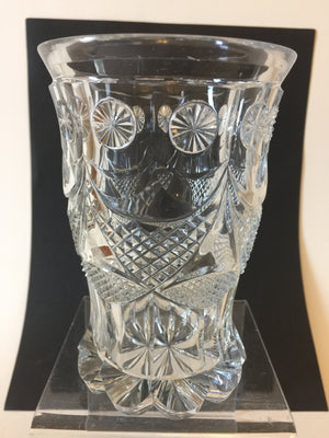 999350 Crystal Glass With 5 Draped Panels & 10 Pertruding Circles With Fancy Cuts, Bohemian Glassware, Antique, - ReeceFurniture.com - Free Local Pick Ups: Frankenmuth, MI, Indianapolis, IN, Chicago Ridge, IL, and Detroit, MI