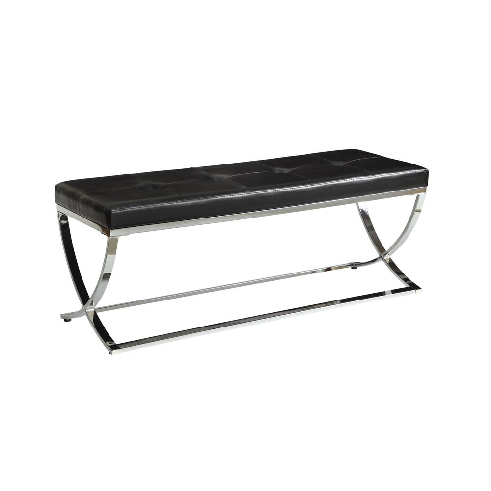 G501156 - Bench With Metal Base - Black or White And Chrome - ReeceFurniture.com