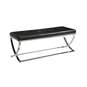 G501156 - Bench With Metal Base - Black or White And Chrome - ReeceFurniture.com
