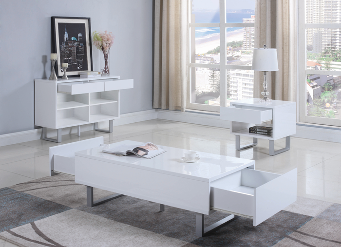 G705698 - High Glossy Contemporary Occasional Table - Glossy White