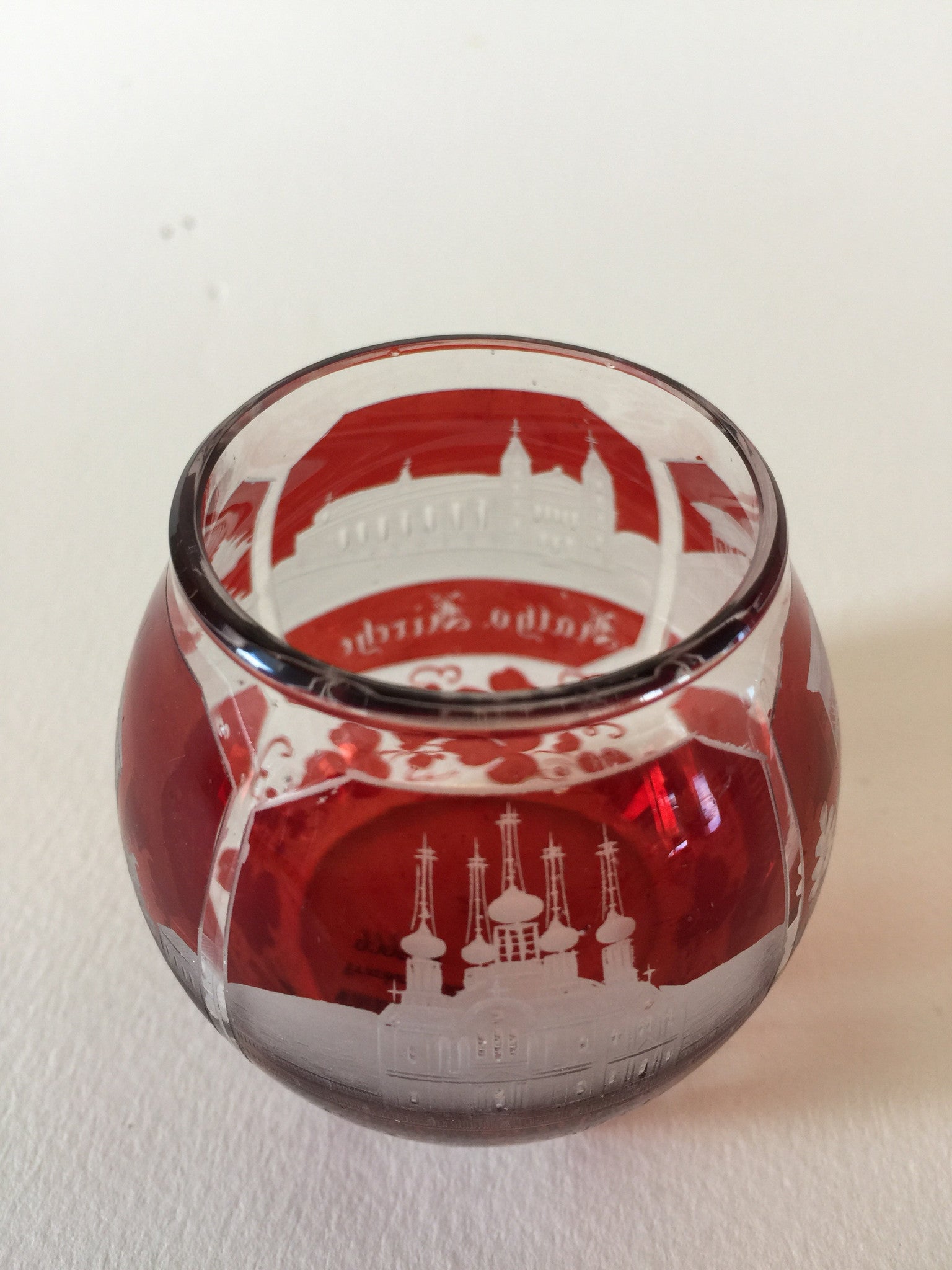 999829 Ruby Glass W/ Engraved Buildings Griehkapelle, Kochbrunnen outlet & Weisbaden