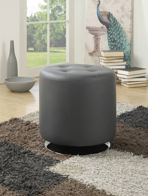 G500554 - Round Upholstered Ottoman - White, Grey or Black - ReeceFurniture.com