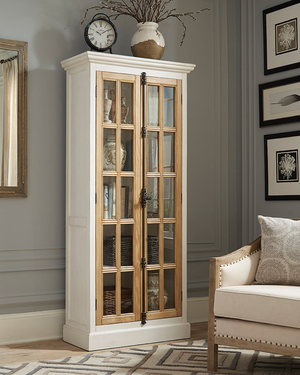 G950965 - 2-Door Tall Cabinet - Antique White And Brown - ReeceFurniture.com