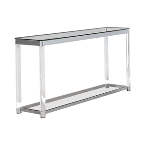 G720748 - Claude Occasional Table With Lower Shelf - Chrome And Clear - ReeceFurniture.com