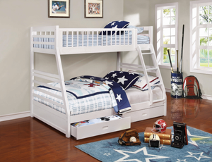 G460180 - Ashton Twin Over Full Bunk Bed - Grey, Honey, Navy Blue, Cappuccino Or White - ReeceFurniture.com